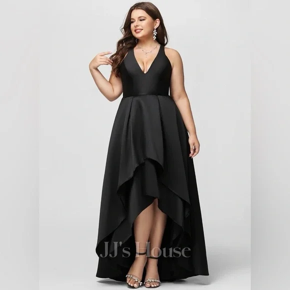 JJs House | Dresses | Jjs House Aline Vneck Asymmetrical Satin Evening Dress  Used Once | Poshmark